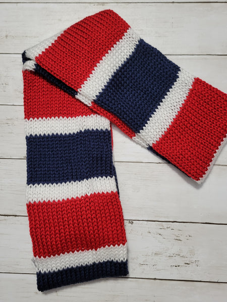 Team Spirit - Red/Navy/White Country Craft Barn Infinity Scarf (#1034)