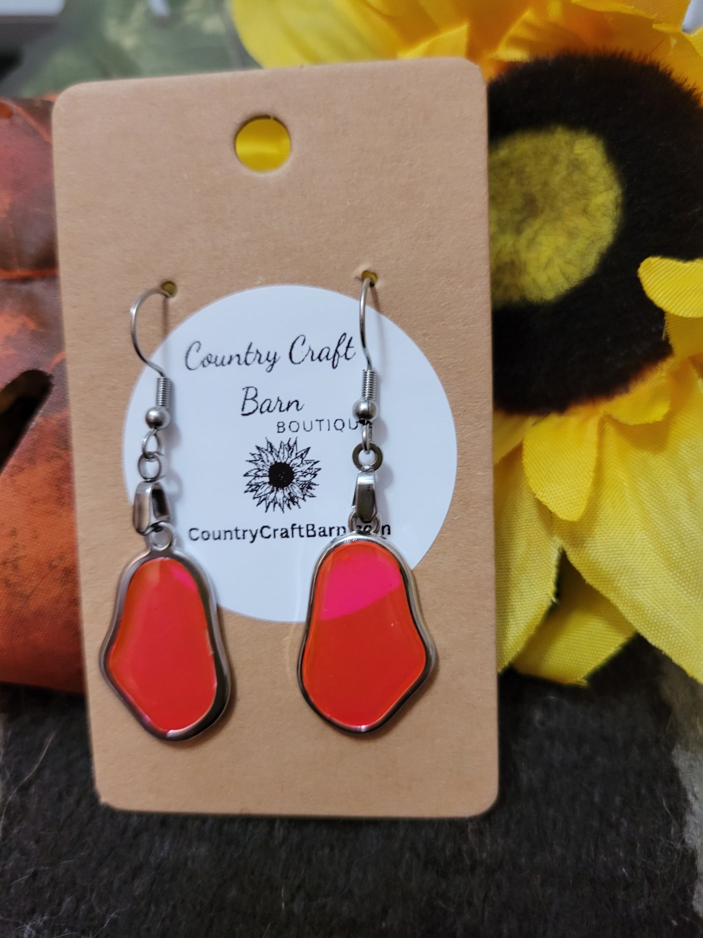 Pink Puddles - Hot Pink Country Craft Barn Earrings (#219)