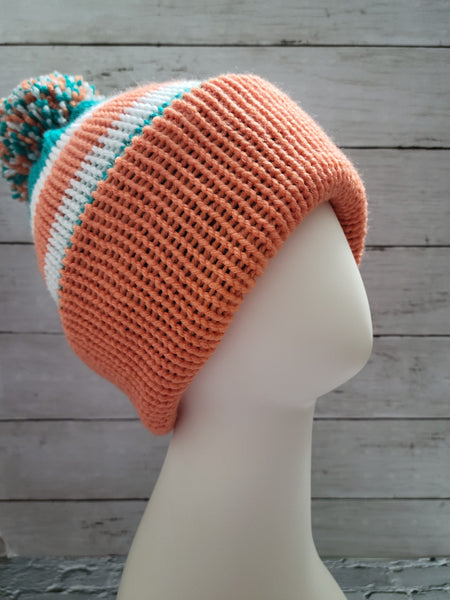 Team Spirit Country Craft Barn Reversible Knit Hat - Teal/Orange (#2014)