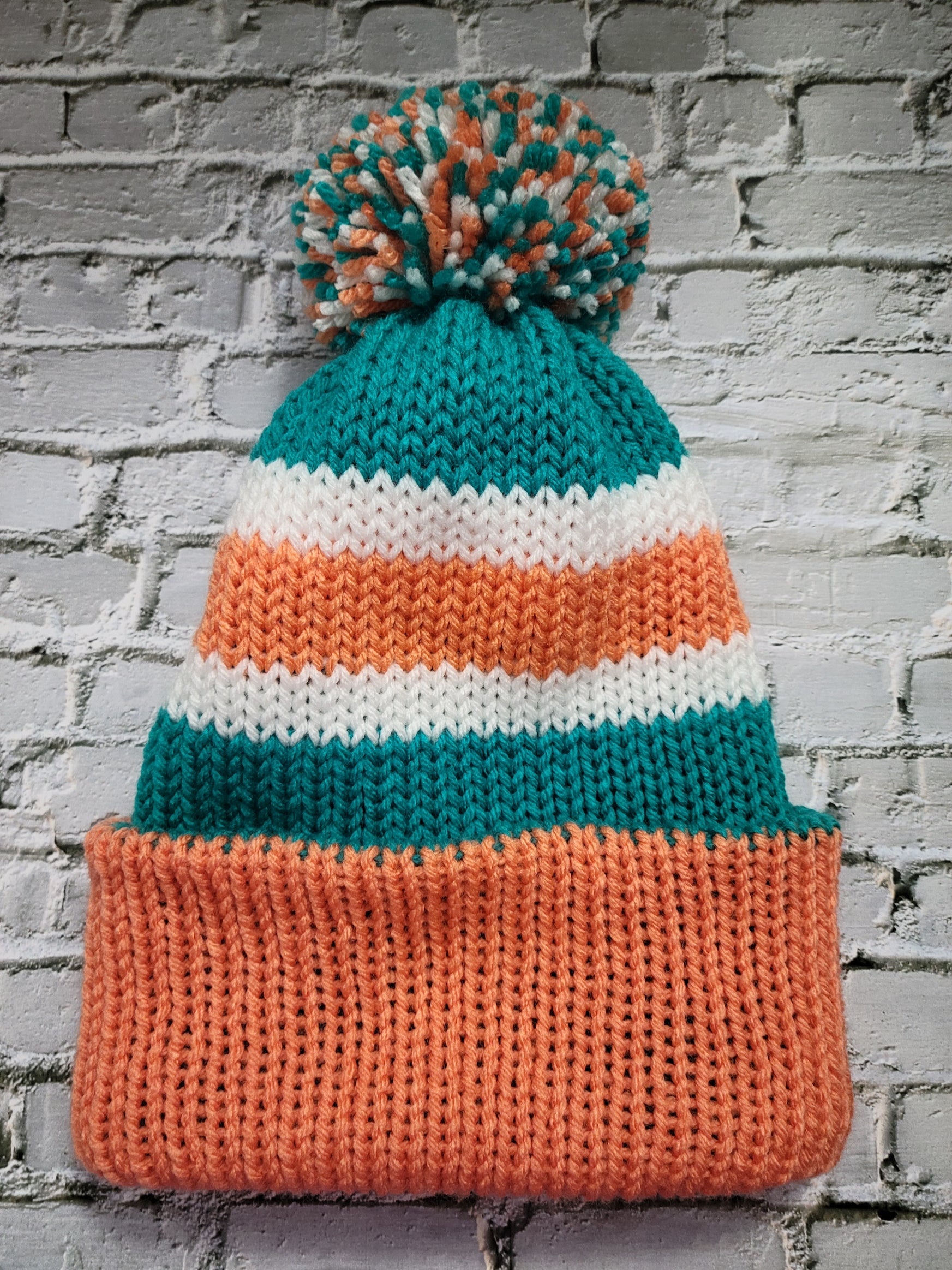 Team Spirit Country Craft Barn Reversible Knit Hat - Teal/Orange (KH-2014)