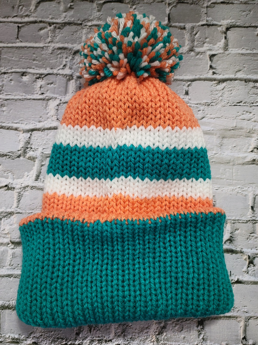 Team Spirit Country Craft Barn Reversible Knit Hat - Teal/Orange (KH-2014)