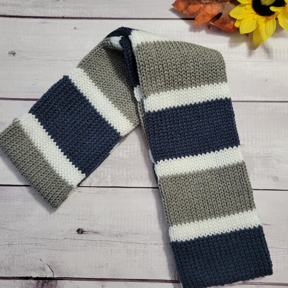 Team Spirit - Gray/Dk Denim Blue Country Craft Barn Infinity Scarf (SC-1036)