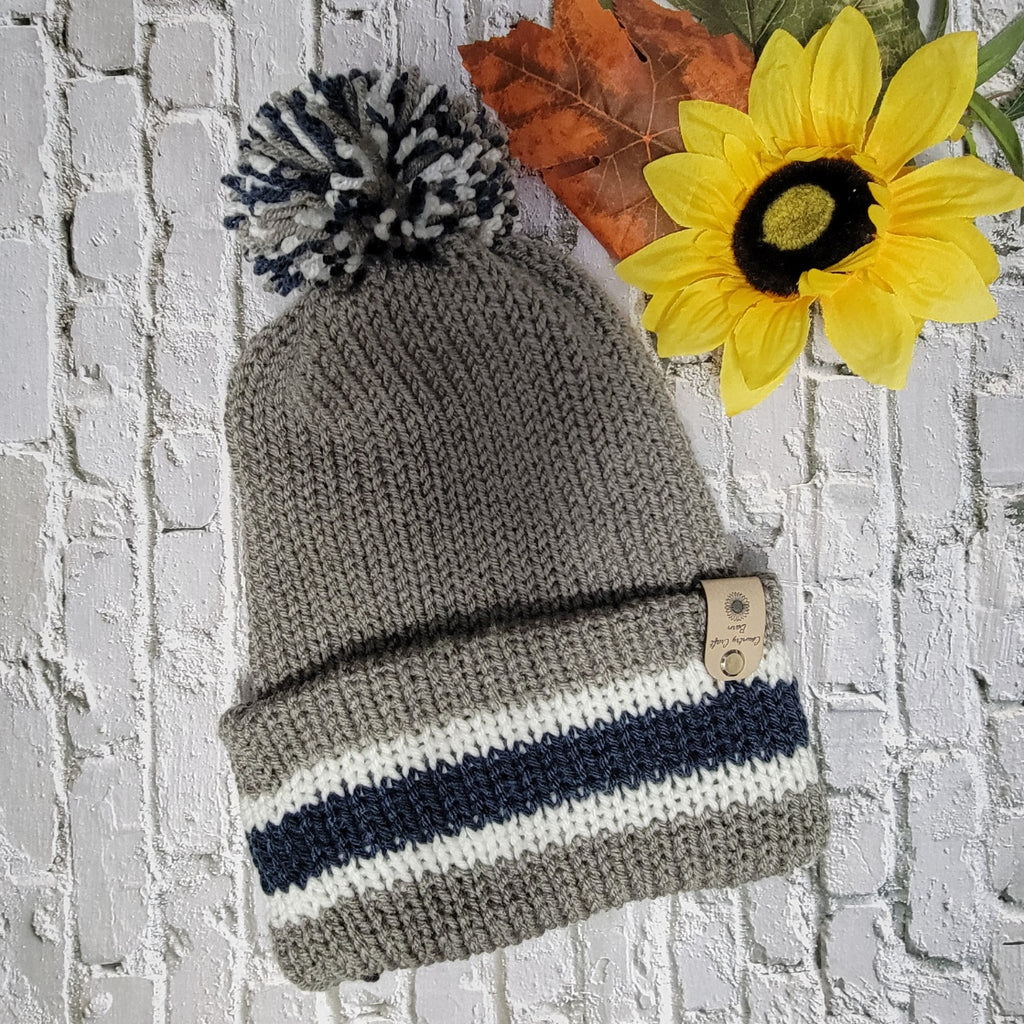 Team Spirit Country Craft Barn Reversible Knit Hat - Gray/Dk Denim Blue (KN-2015)
