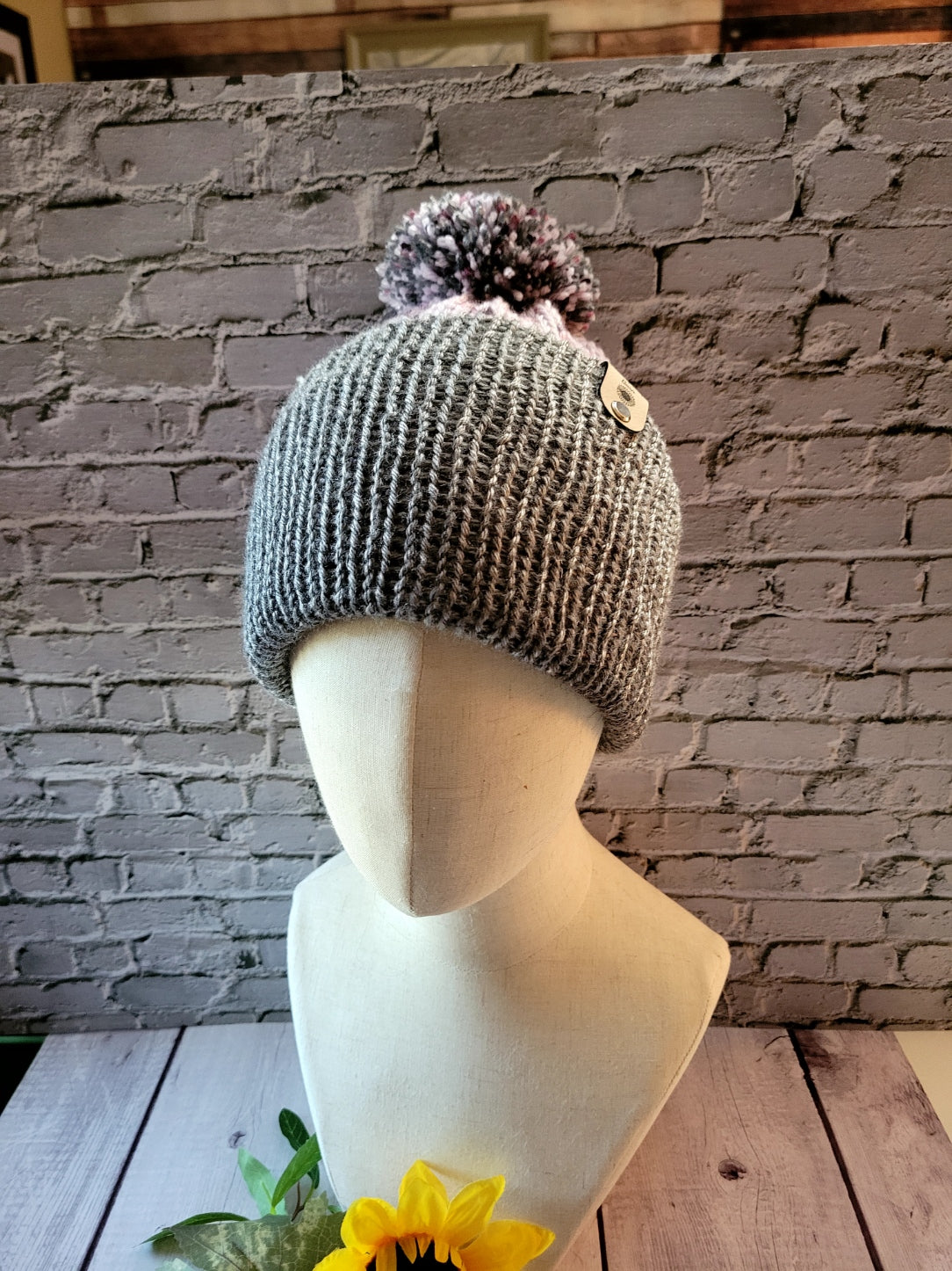 Wisteria Country Craft Barn Reversible Knit Hat - Purple/Gray (KH-2017)