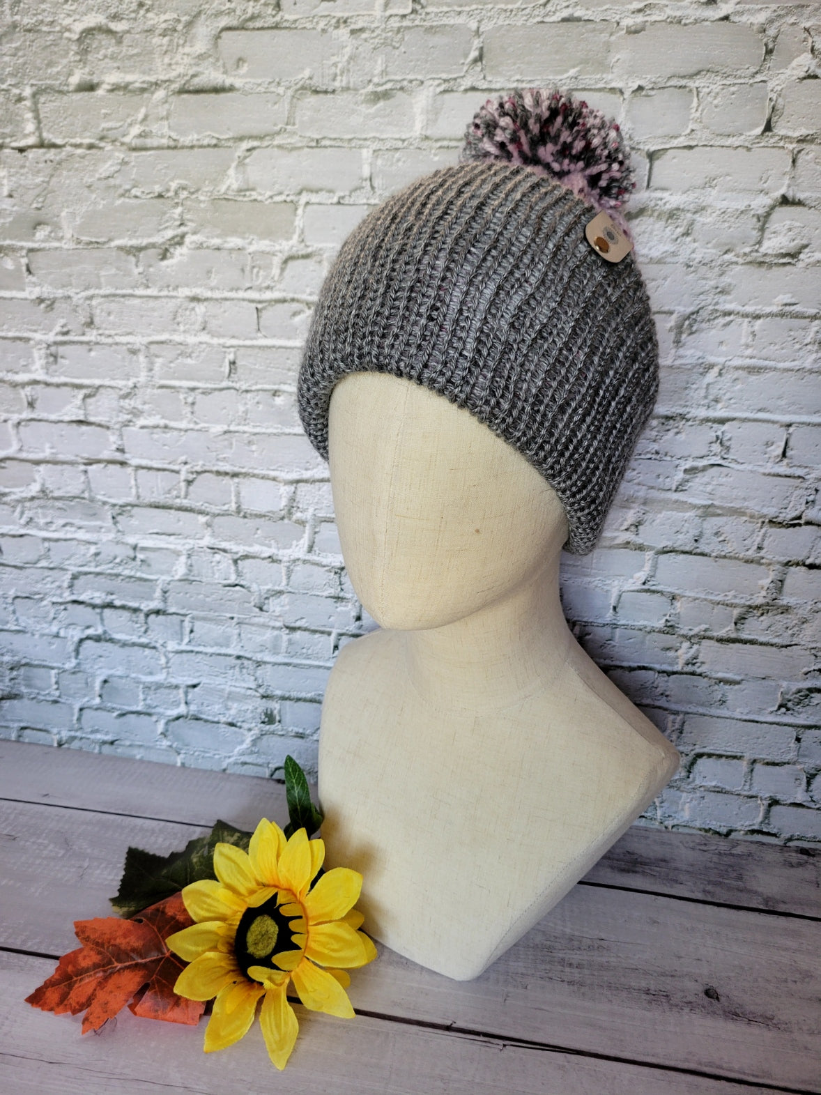 Wisteria Country Craft Barn Reversible Knit Hat - Purple/Gray (KH-2017)