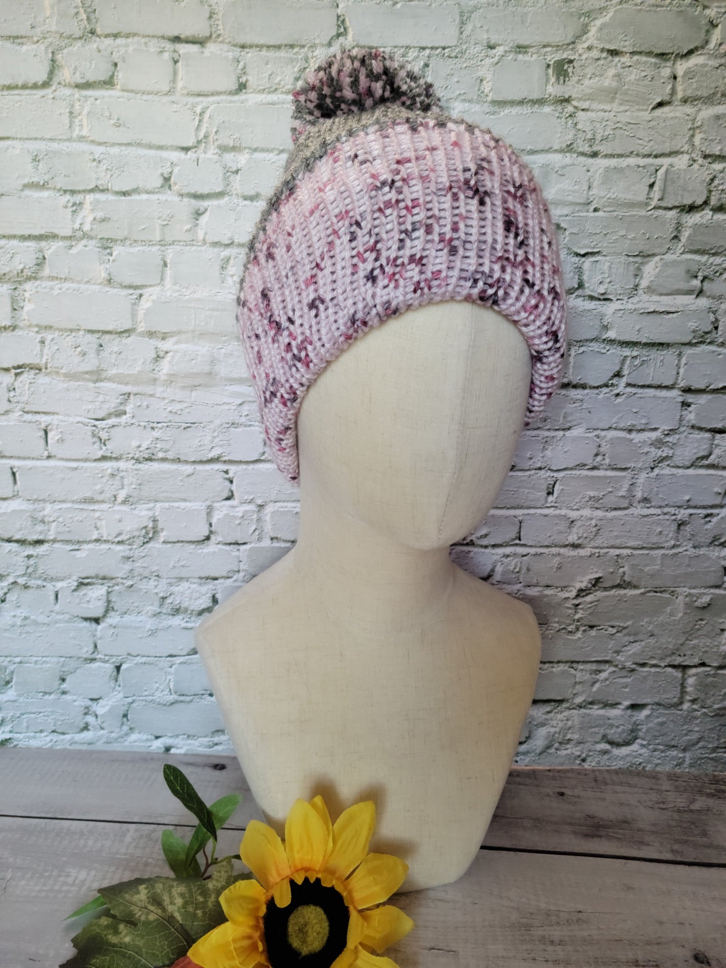 Wisteria Country Craft Barn Reversible Knit Hat - Purple/Gray (KH-2017)
