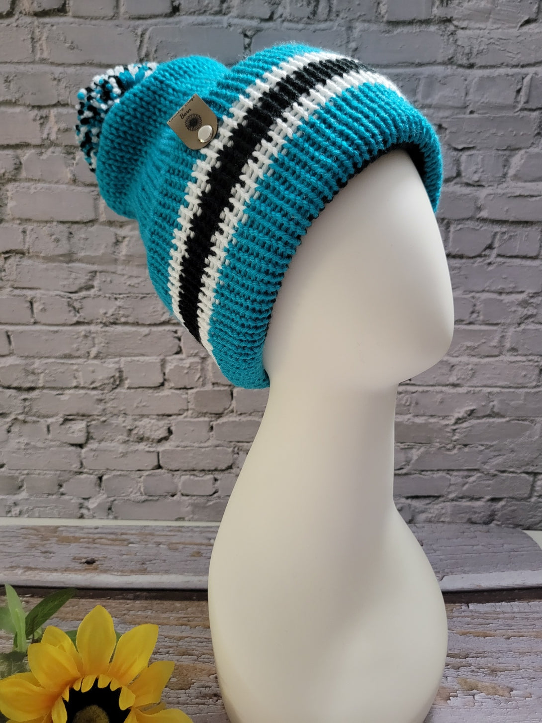 Team Spirit Country Craft Barn Reversible Knit Hat - Peacock/Black (KH-2018)