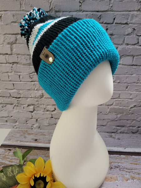 Team Spirit Country Craft Barn Reversible Knit Hat - Peacock/Black (#2018)