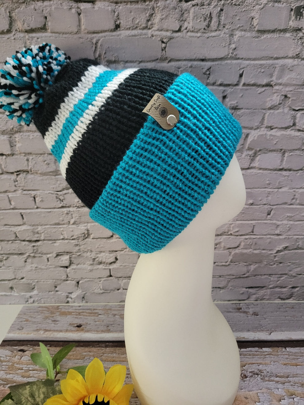 Team Spirit Country Craft Barn Reversible Knit Hat - Peacock/Black (KH-2018)