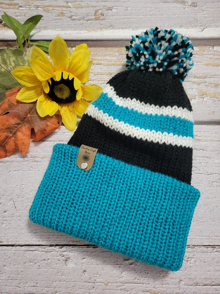 Team Spirit Country Craft Barn Reversible Knit Hat - Peacock/Black (#2018)