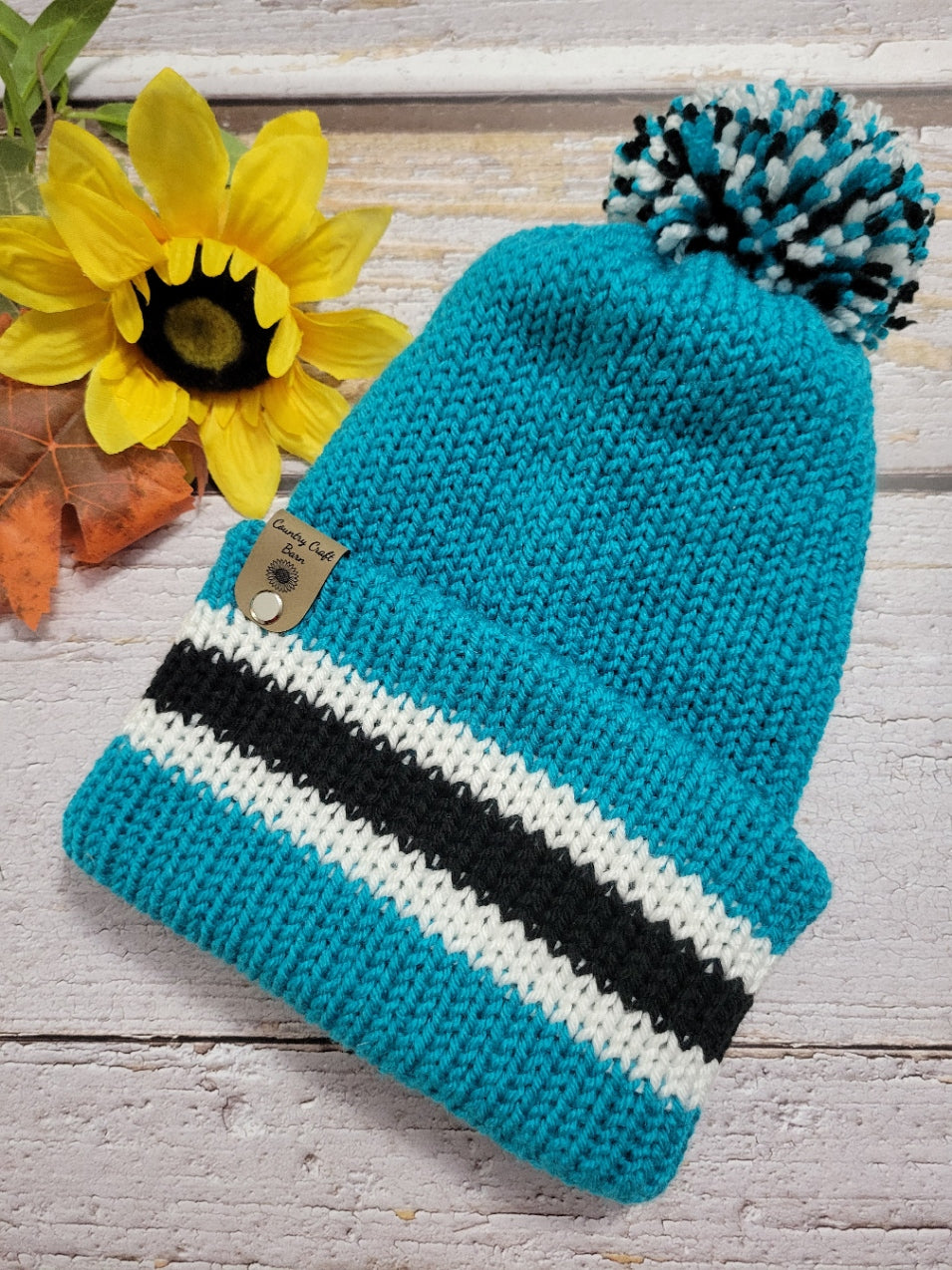 Team Spirit Country Craft Barn Reversible Knit Hat - Peacock/Black (KH-2018)