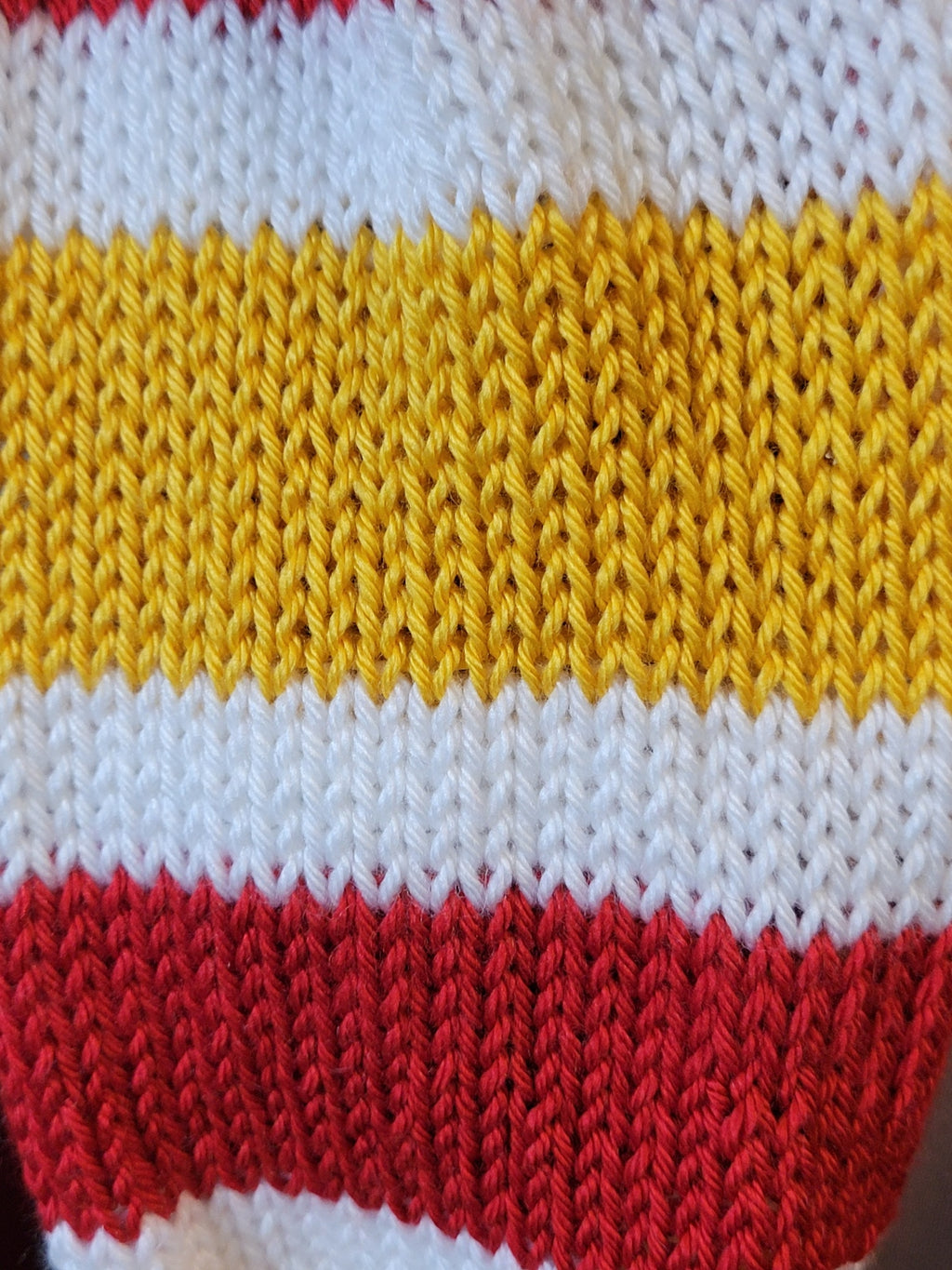 Team Spirit -Red/White/Gold Country Craft Barn Pom Pom Scarf (SC-1040)