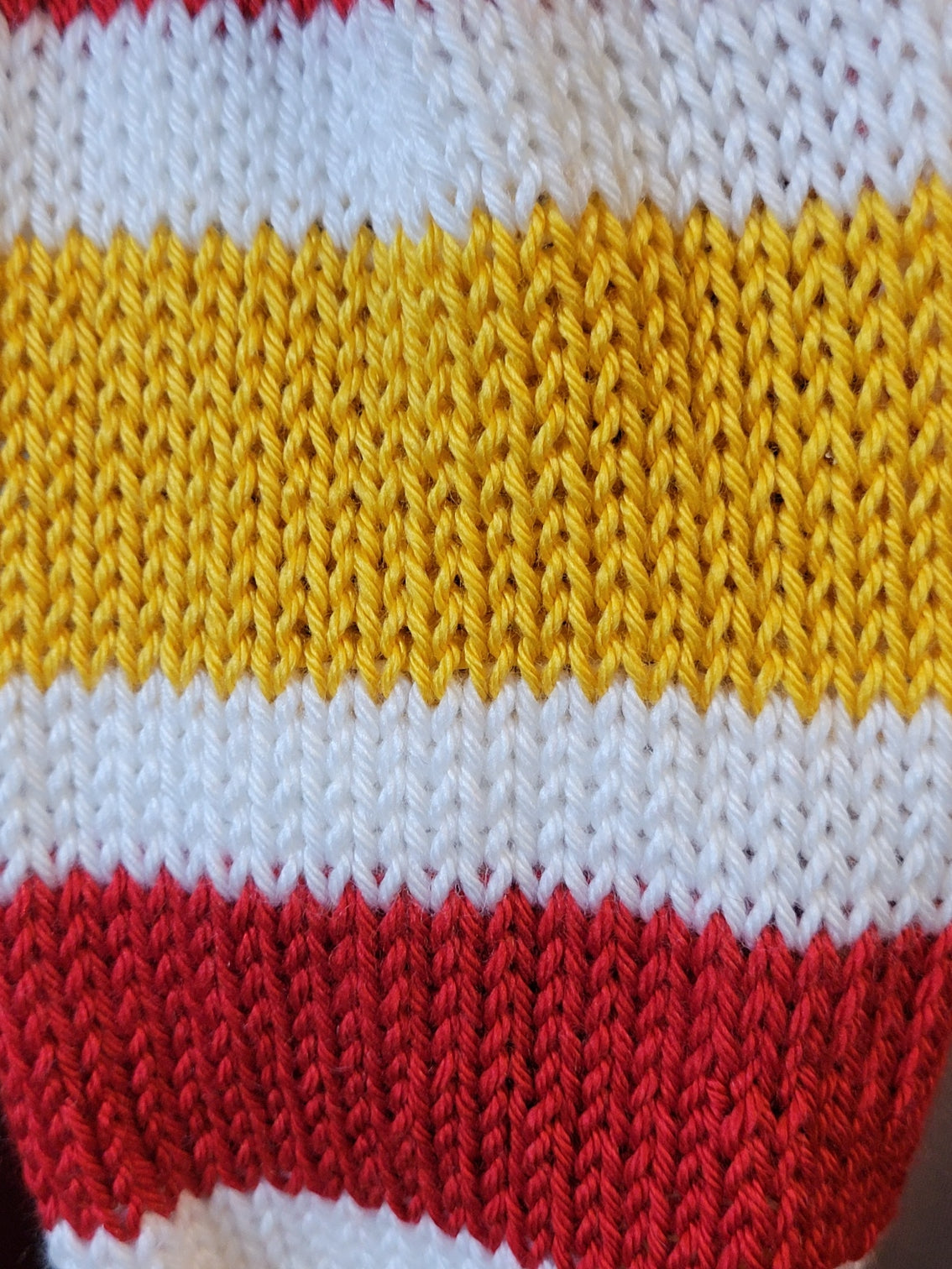 Team Spirit -Red/White/Gold Country Craft Barn Pom Pom Scarf (SC-1040)
