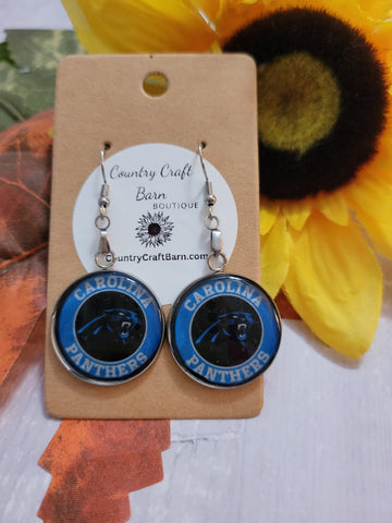 Carolina Panthers - Round Country Craft Barn Earrings (#065)