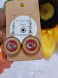 KC Chiefs Round - Red/Gold - Country Craft Barn Earrings (E-229)