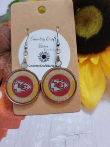 KC Chiefs Round - Red/Gold - Country Craft Barn Earrings (#229)