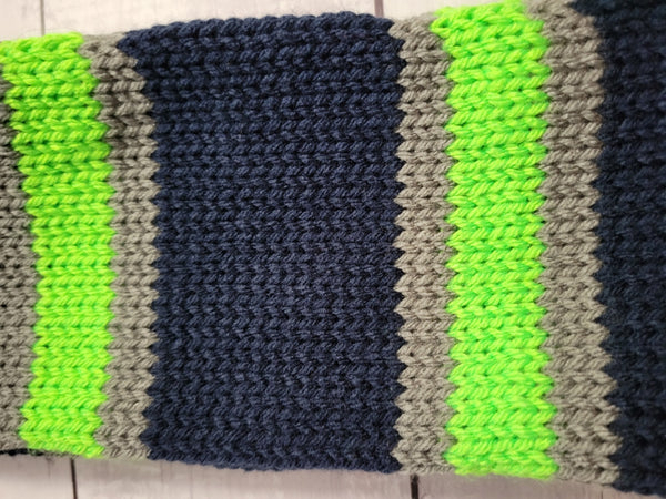 Team Spirit - Blue/Chartreuse/Gray Country Craft Barn Infinity Scarf (#1041)