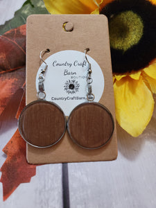 Wood Texture - Brown Country Craft Barn Earrings (#209)