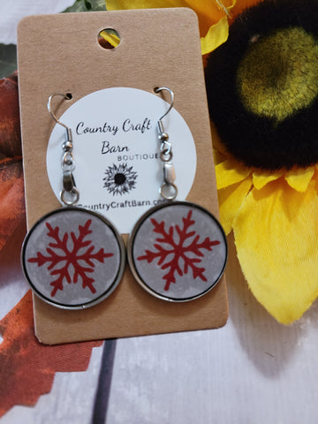 Snow Crystal Time - Red Country Craft Barn Earrings (#206)