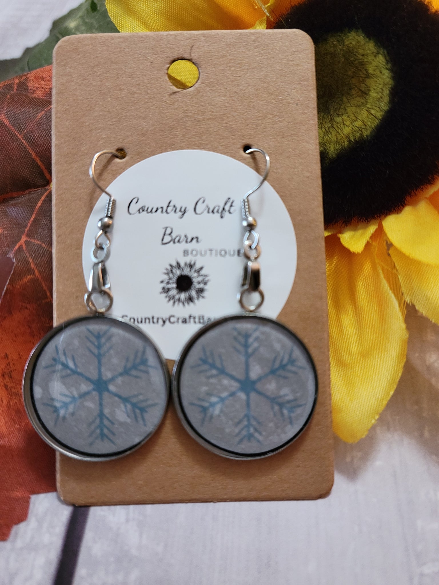 Snow Crystal Time - Blue Country Craft Barn Earrings (#205)