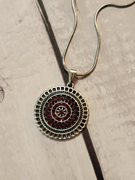 Pinwheel Pendant - Red Country Craft Barn Necklace (#506)