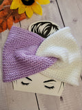 Twist Knot - Lavender/White Country Craft Barn Cross Knit Ear Warmer (#936)