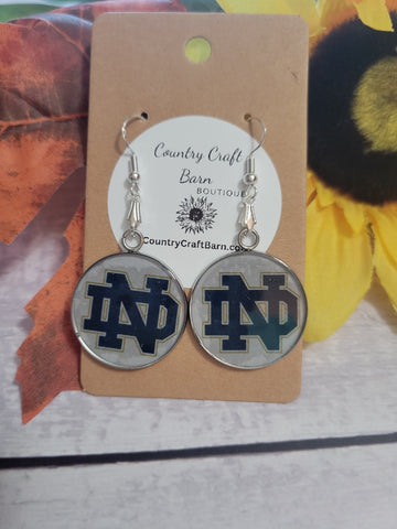 Notre Dame Fighting Irish - Navy Country Craft Barn Earrings (#246)