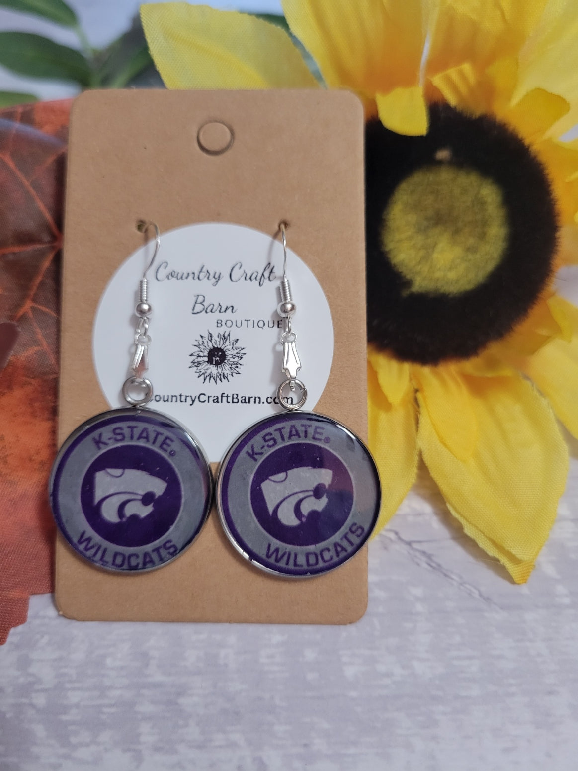 Kansas State - Purple Country Craft Barn Earrings (#245)