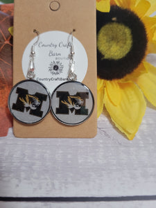 Missouri "MIZZOU" M with Tiger - Black/Gold Country Craft Barn Earrings (#243)