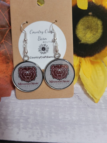 Missouri State Bears - Burgundy Country Craft Barn Earrings (#242)