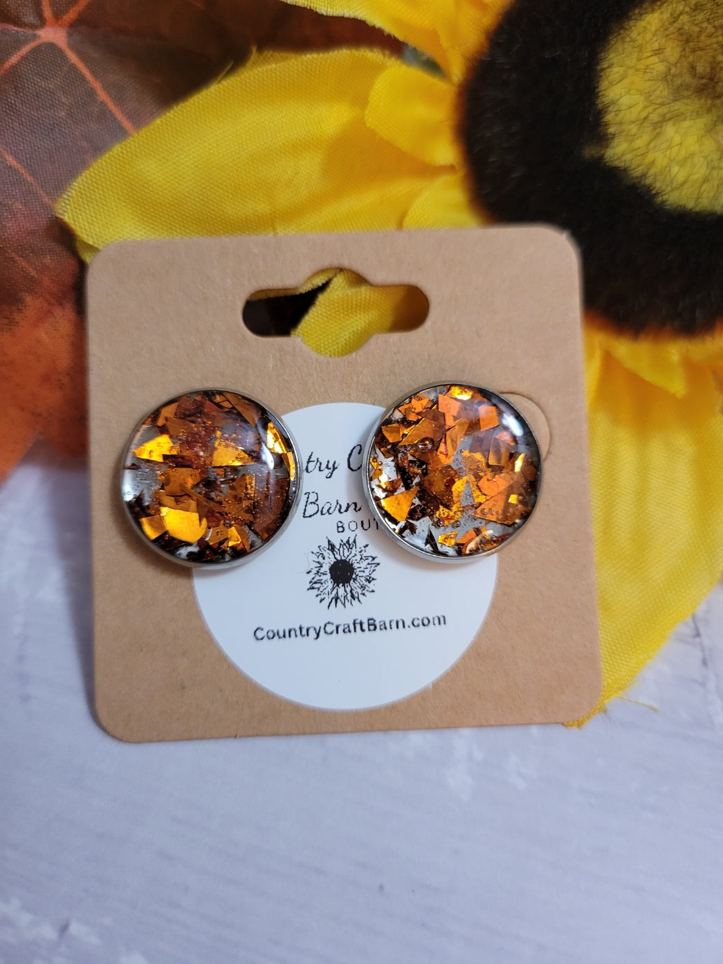 Shimmer Buds - Copper/Burnt Orange Country Craft Barn Earrings (#260)