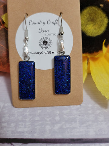 Regal Rectangle - indigo Go Blue Country Craft Barn Earrings (#255)