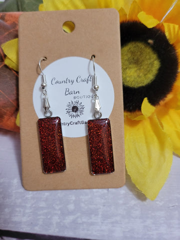 Regal Rectangle - Ruby Slipper Red Country Craft Barn Earrings (#257)