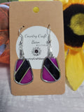 Striped Sensation- Purple/Black Country Craft Barn Earrings (#250)