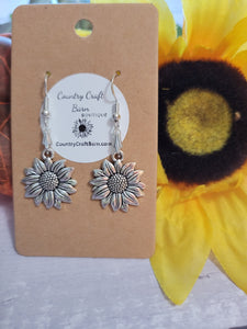 Sweet Sunflowers - Silver Country Craft Barn Earrings (#259)