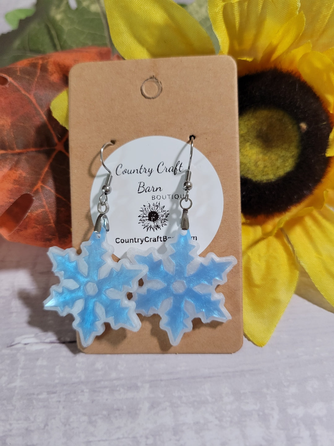 Snow Shimmer - Blue Country Craft Barn Earrings (#262)