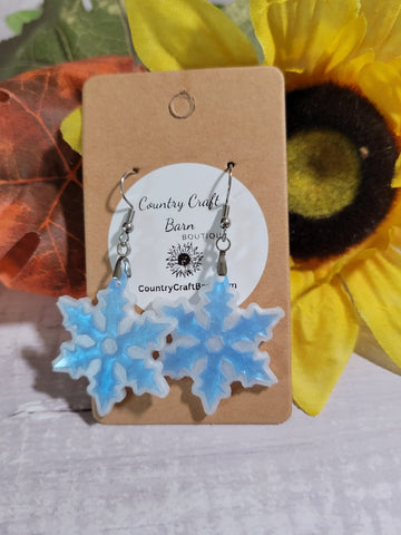 Snow Shimmer - Blue Country Craft Barn Earrings (#262)