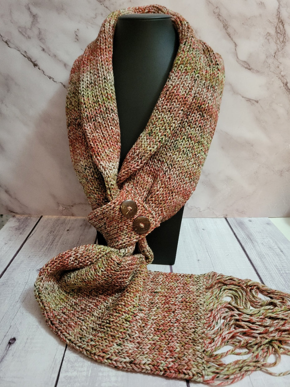 Button Tab Scarf -Spiced Wine Country Craft Barn (SC-1042)