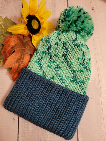 Riviera Country Craft Barn Reversible Knit Hat - Green/Teal (#2022)