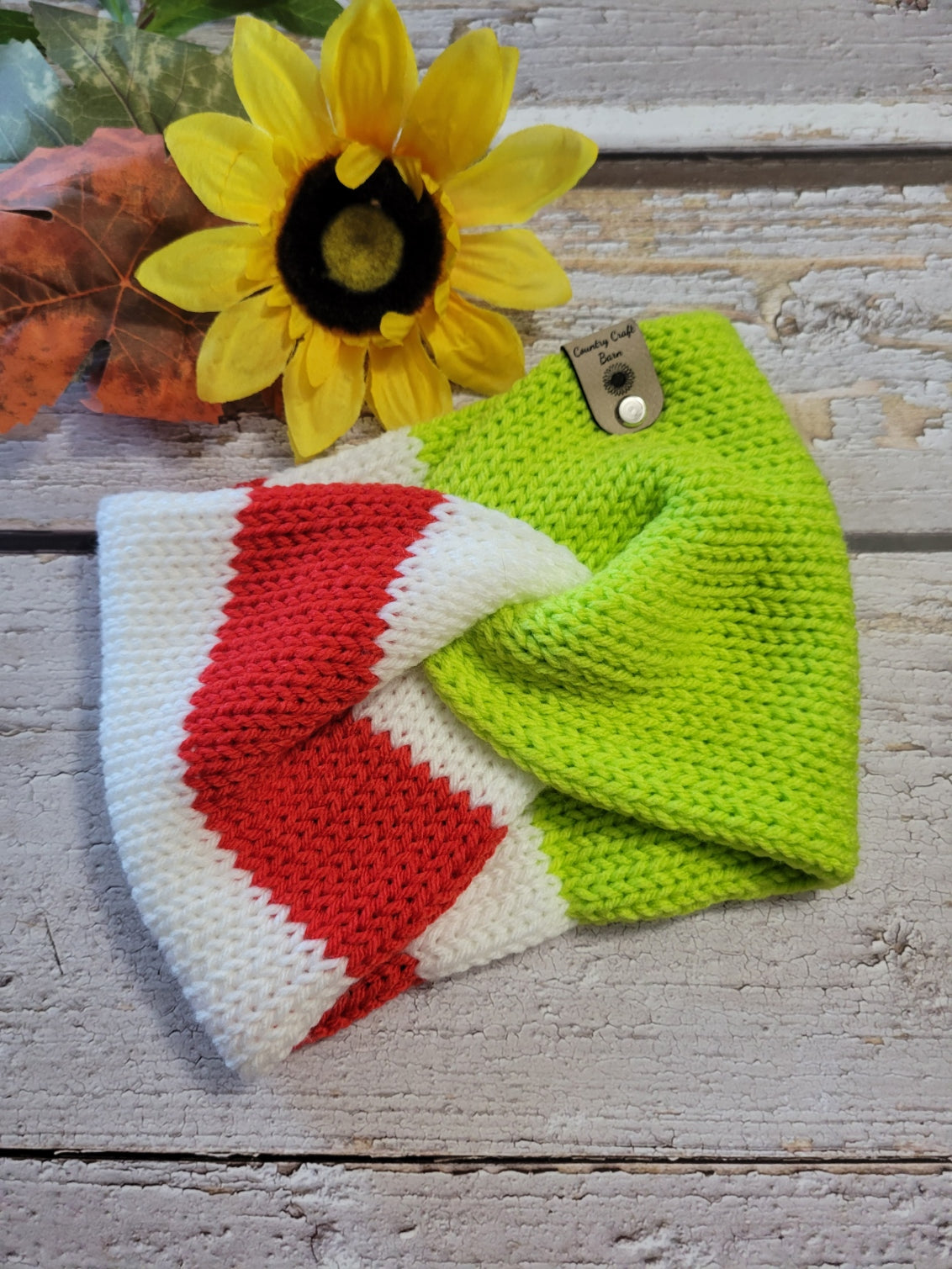 Cross Knit Headband - Grinch Lime Green Country Craft Barn (#916)