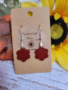 Scalloped Flower - Ruby Slipper Red Country Craft Barn Earrings (#269)