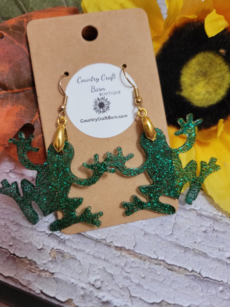 Fun Froggies - Buddy the Elf Green Country Craft Barn Earrings (#271)