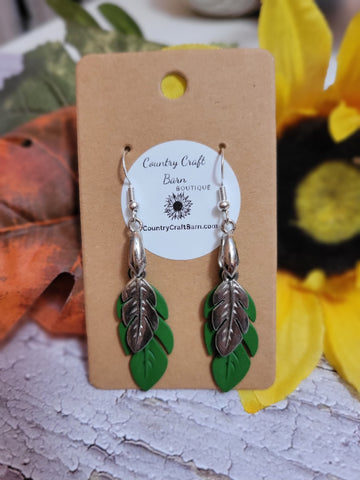 Feather Duo - Green Country Craft Barn Earrings (#273)