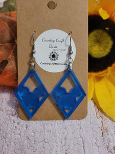 Hidden Mickey - Blue Country Craft Barn Earrings (#280)