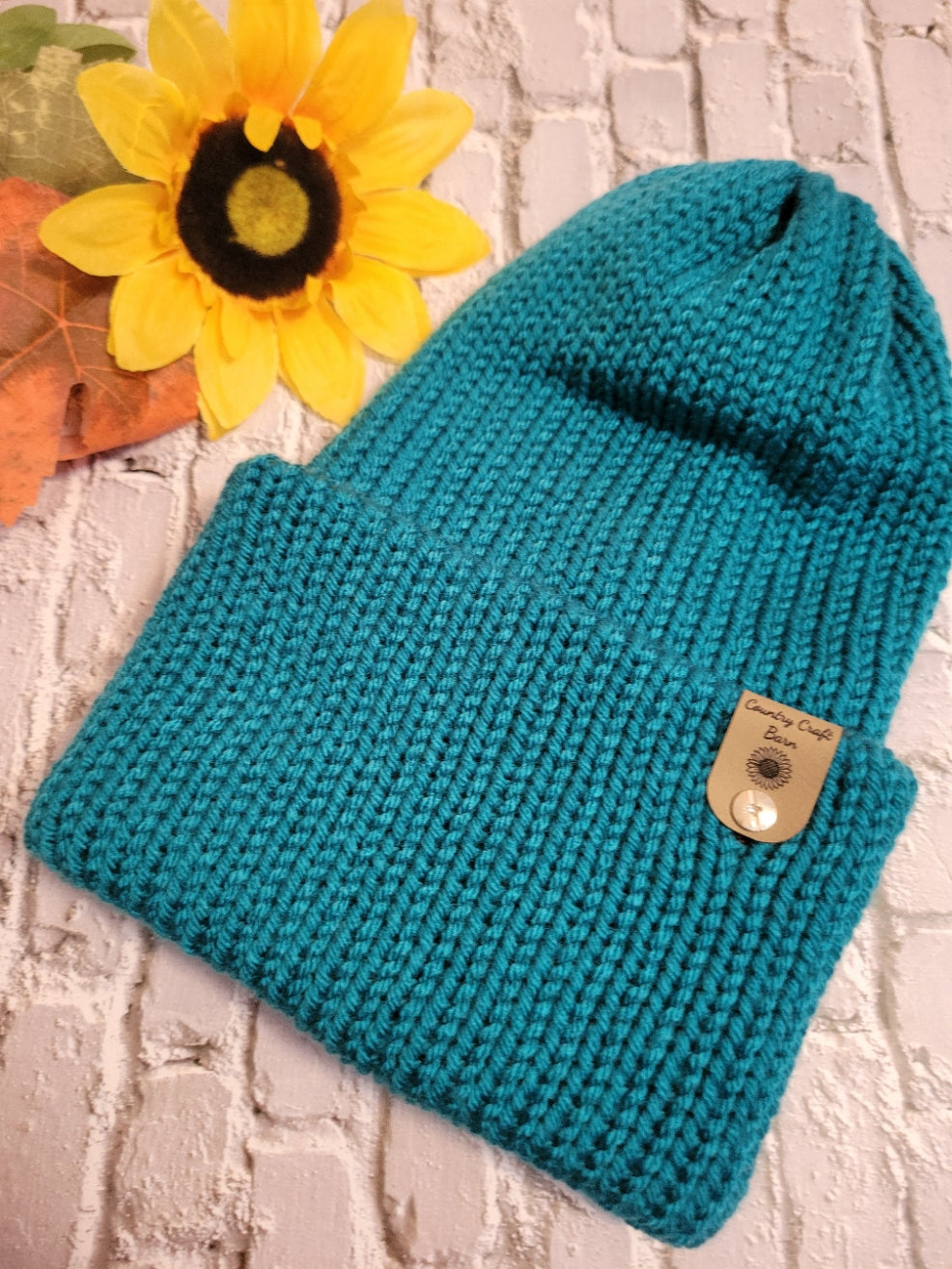 Campfire Beanie - Brown/Teal - Country Craft Barn Knit Hat - (KH-2027)
