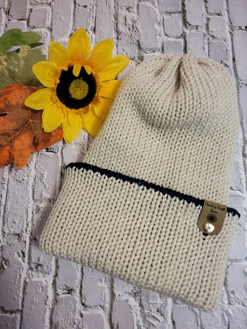 Campfire Beanie - Navy/Linen - Country Craft Barn Knit Hat - (KH-2026)