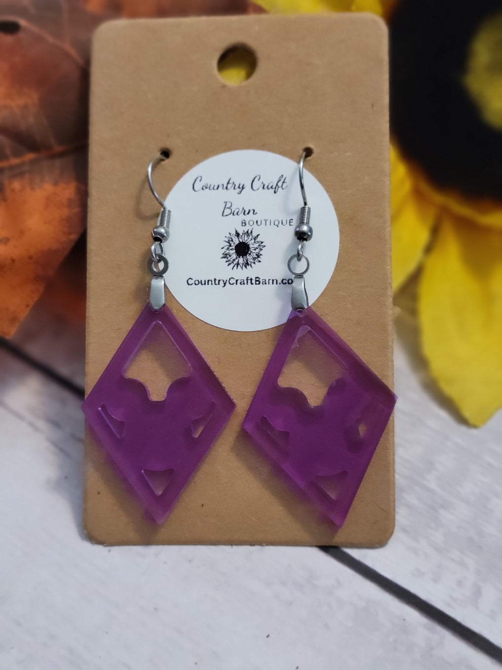 Hidden Mickey - Purple Country Craft Barn Earrings (#288)