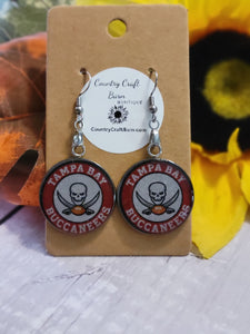 Tampa Bay Buccaneers Skull - Red Country Craft Barn Earrings (#286)