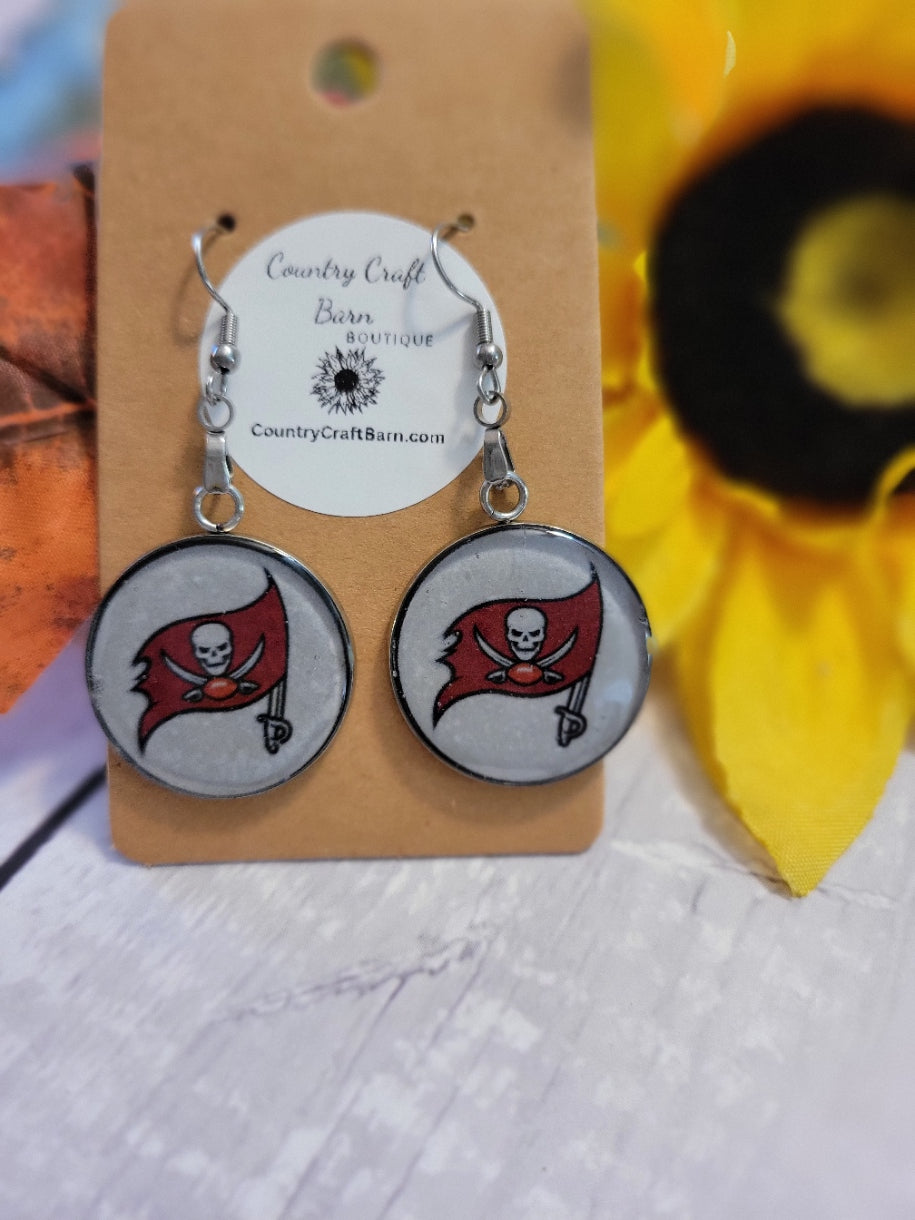 Tampa Bay Buccaneers Flag - Red Country Craft Barn Earrings (#284)