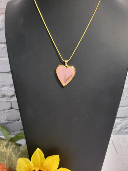 Bontanical Heart - Pink Country Craft Barn Necklace (#635)